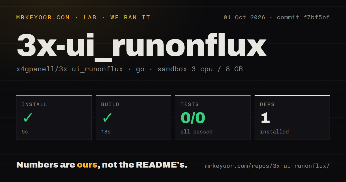 Lab card: what happened when we ran 3x-ui_runonflux