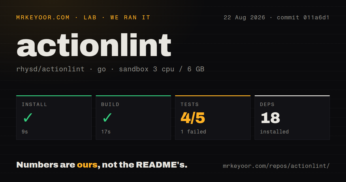 Lab card: what happened when we ran actionlint