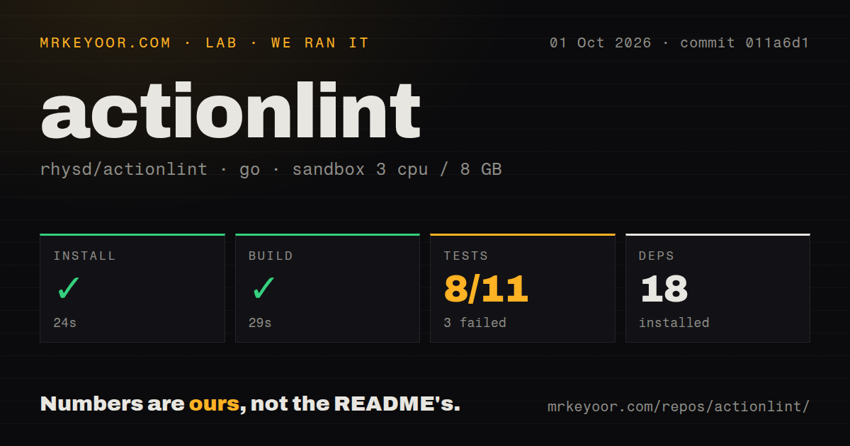 Lab card: what happened when we ran actionlint
