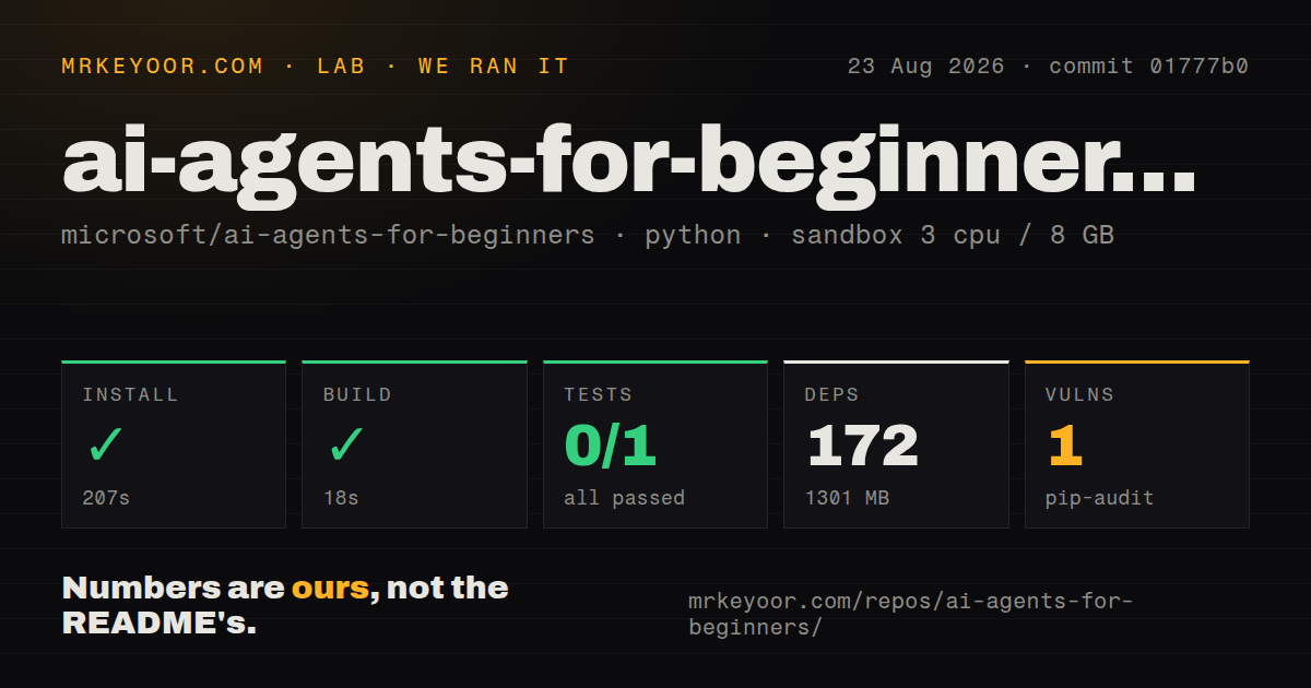 Lab card: what happened when we ran ai-agents-for-beginners