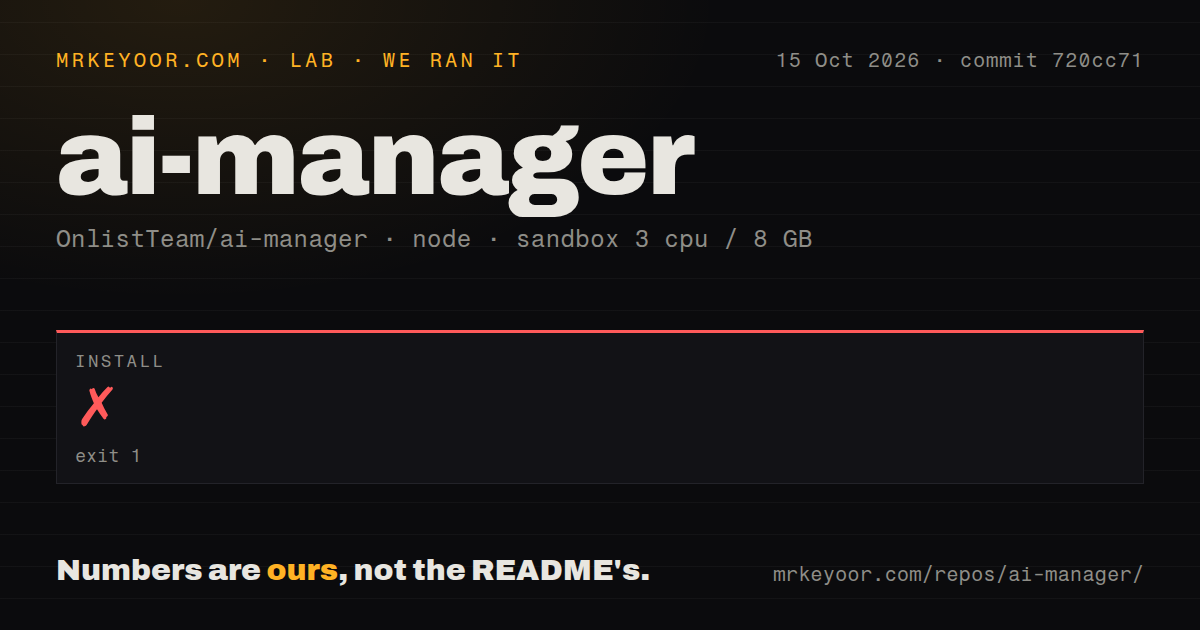 Lab card: what happened when we ran ai-manager