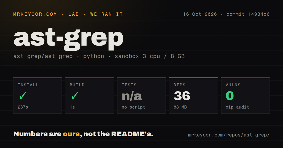 Lab card: what happened when we ran ast-grep