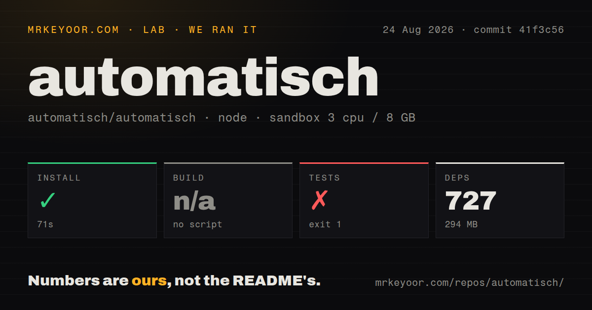 Lab card: what happened when we ran automatisch