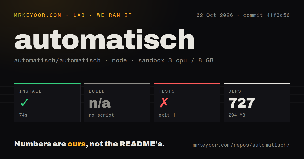 Lab card: what happened when we ran automatisch