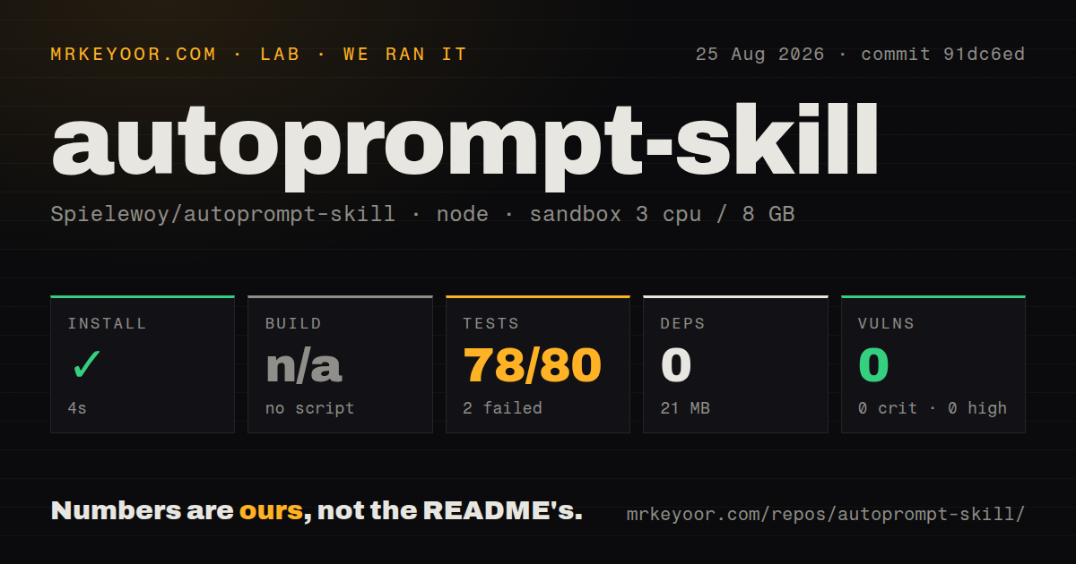 Lab card: what happened when we ran autoprompt-skill