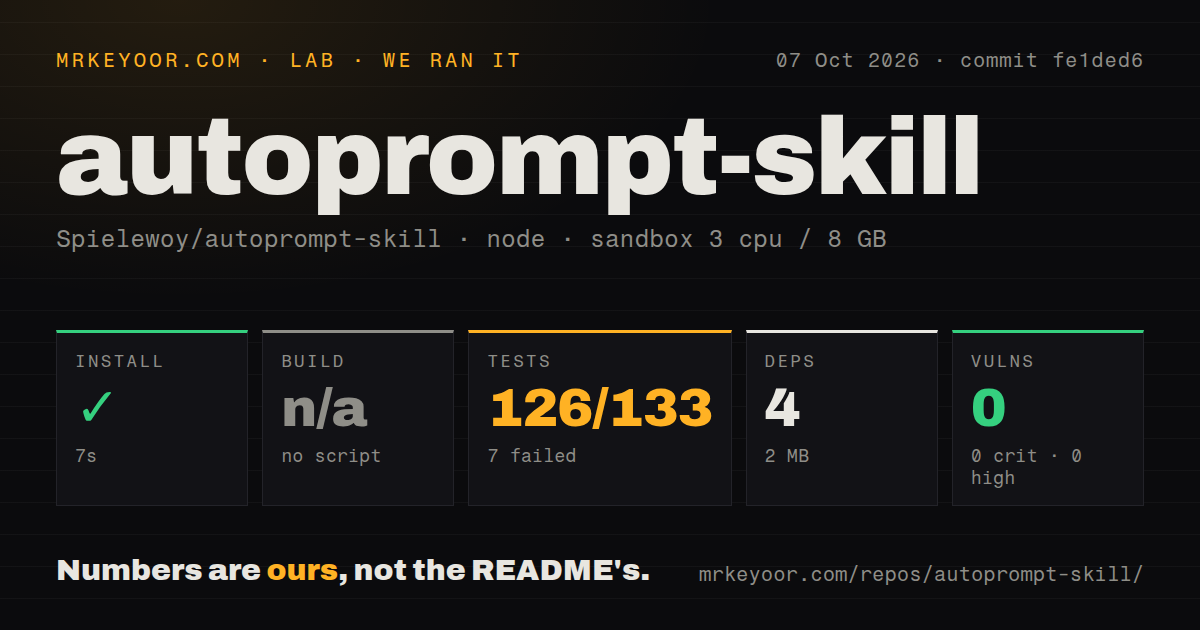 Lab card: what happened when we ran autoprompt-skill