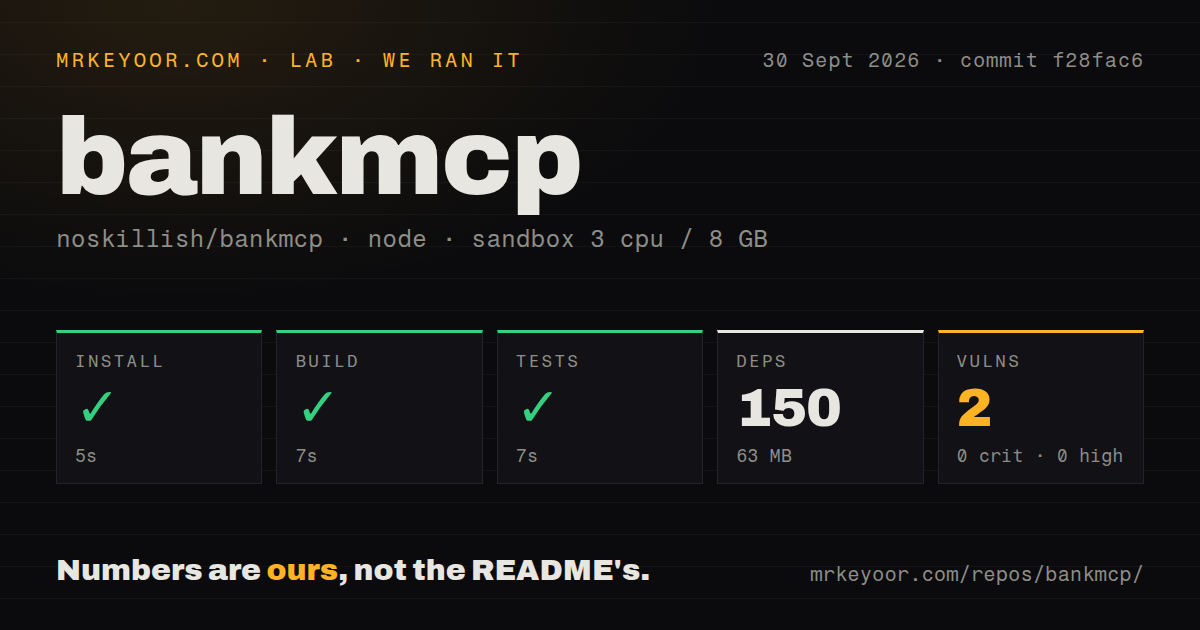 Lab card: what happened when we ran bankmcp