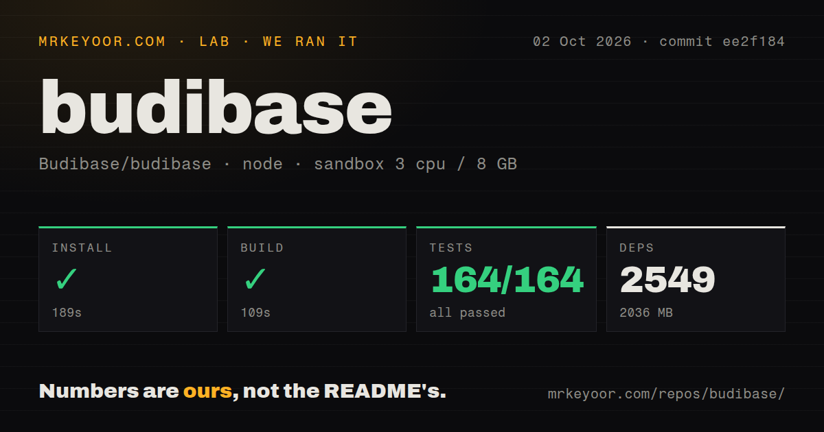 Lab card: what happened when we ran budibase