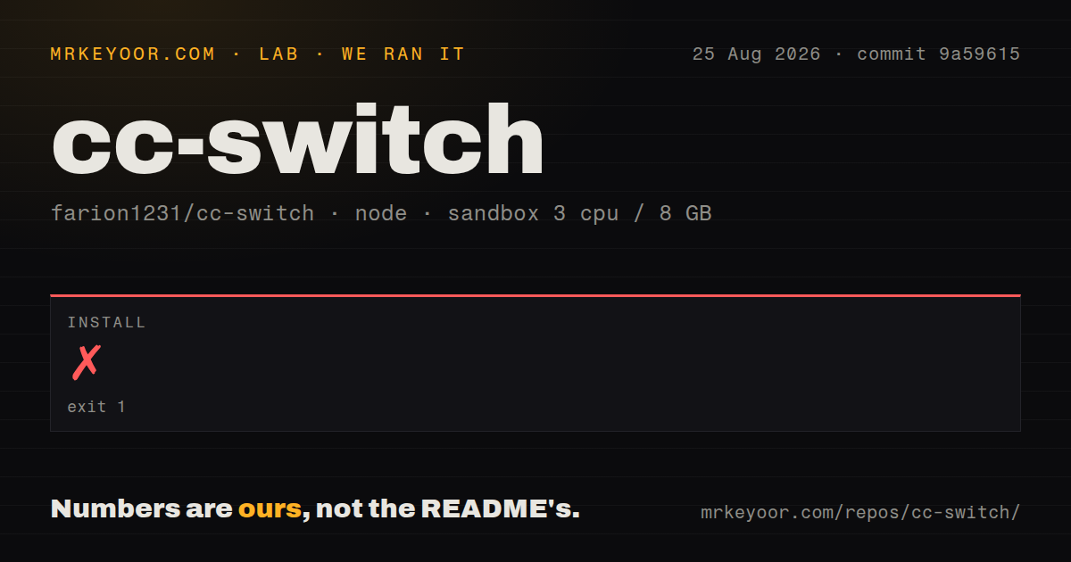 Lab card: what happened when we ran cc-switch