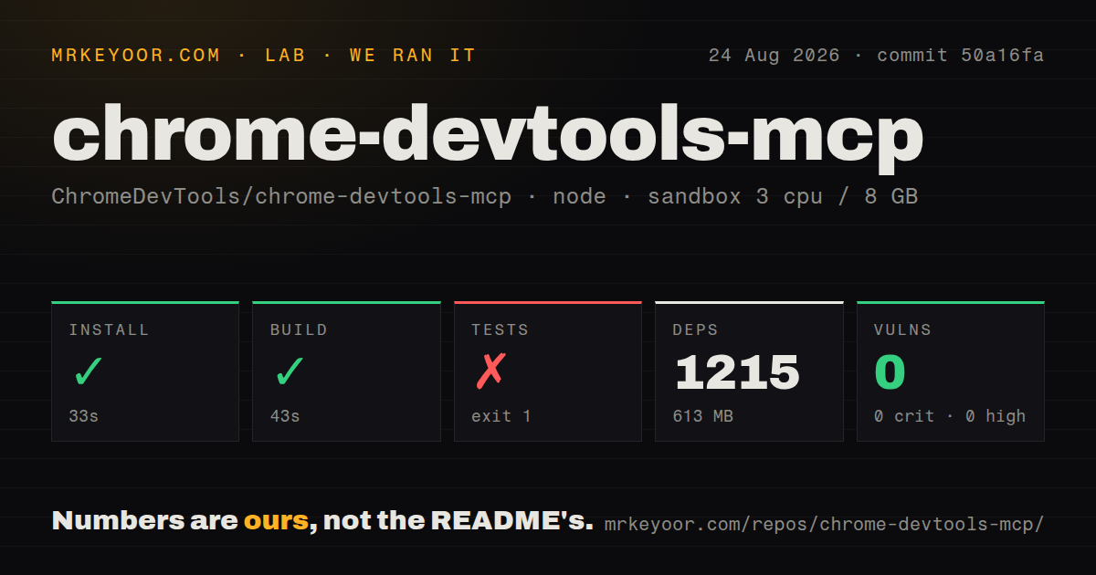Lab card: what happened when we ran chrome-devtools-mcp