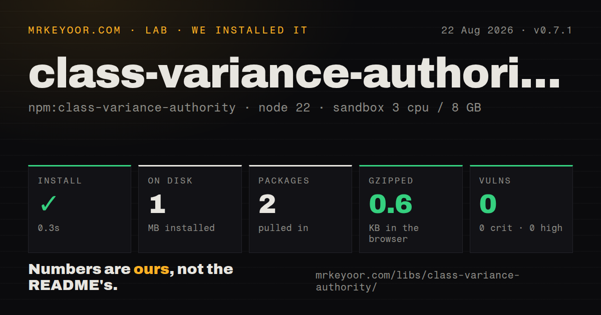 Lab card: what happened when we installed class-variance-authority