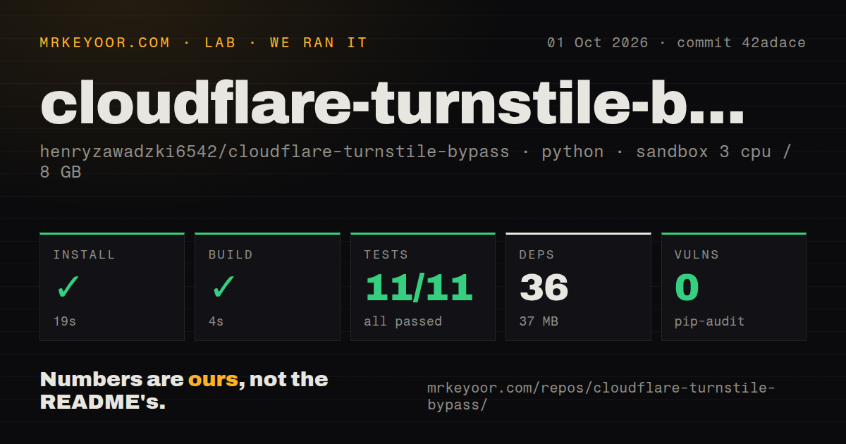 Lab card: what happened when we ran cloudflare-turnstile-bypass