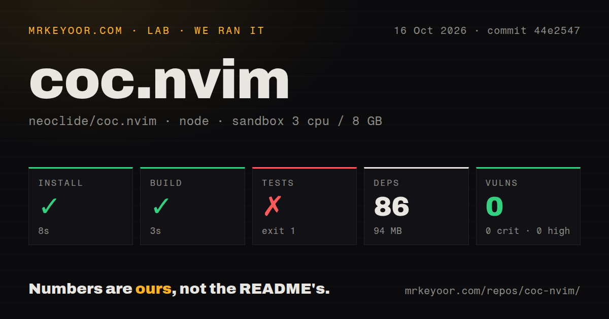 Lab card: what happened when we ran coc.nvim