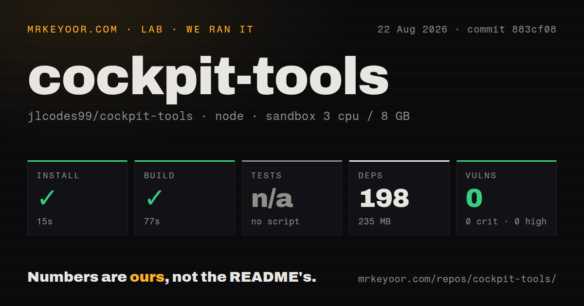 Lab card: what happened when we ran cockpit-tools