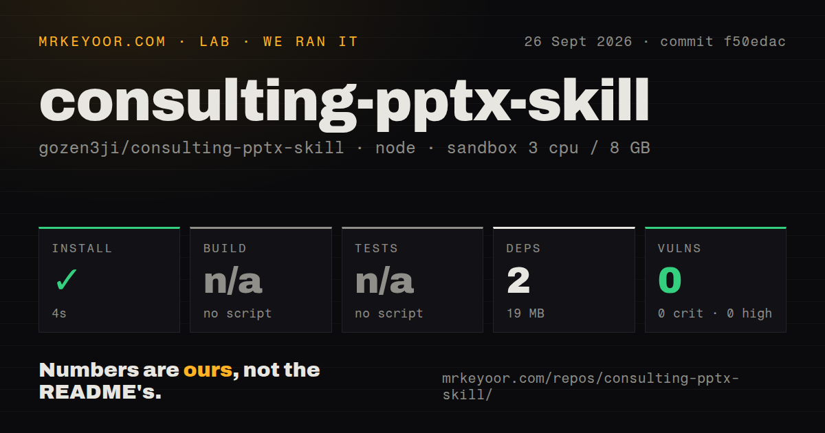 Lab card: what happened when we ran consulting-pptx-skill