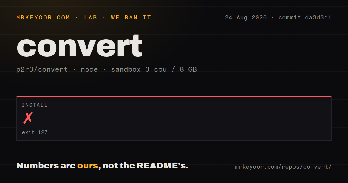 Lab card: what happened when we ran convert