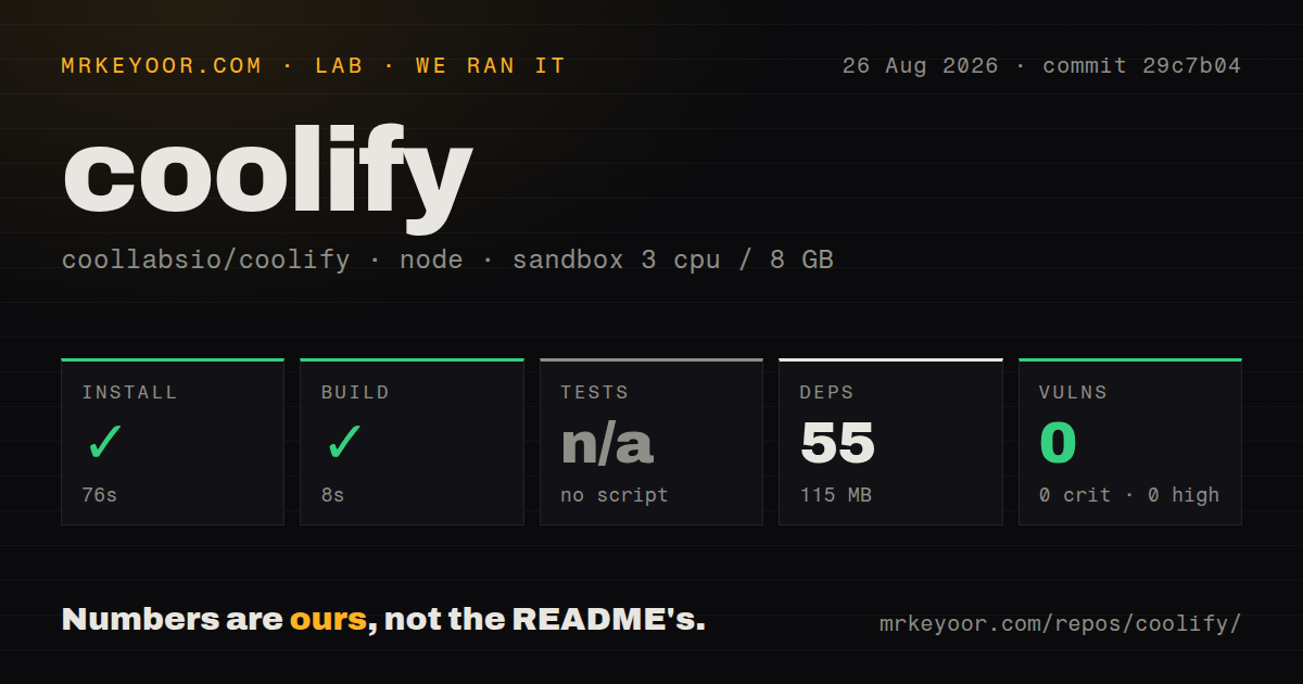 Lab card: what happened when we ran coolify