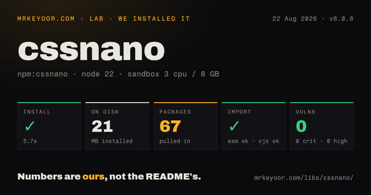 Lab card: what happened when we installed cssnano