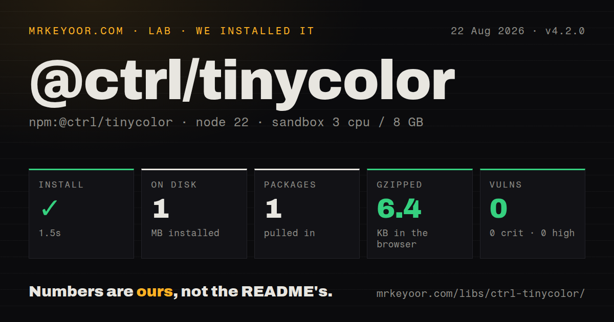Lab card: what happened when we installed @ctrl/tinycolor