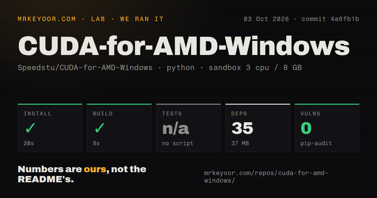 Lab card: what happened when we ran CUDA-for-AMD-Windows