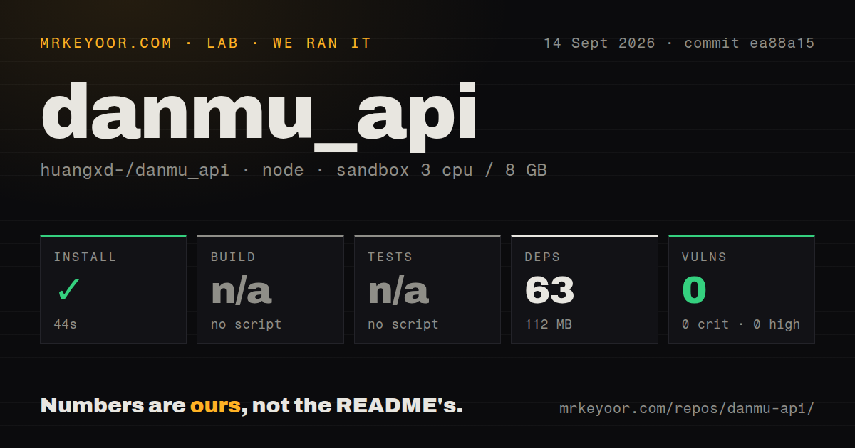 Lab card: what happened when we ran danmu_api