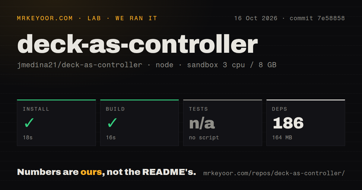 Lab card: what happened when we ran deck-as-controller