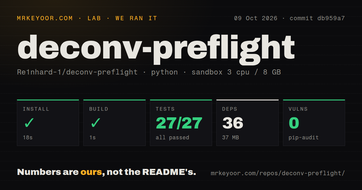 Lab card: what happened when we ran deconv-preflight