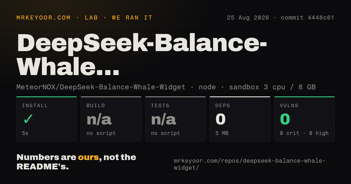 Lab card: what happened when we ran DeepSeek-Balance-Whale-Widget