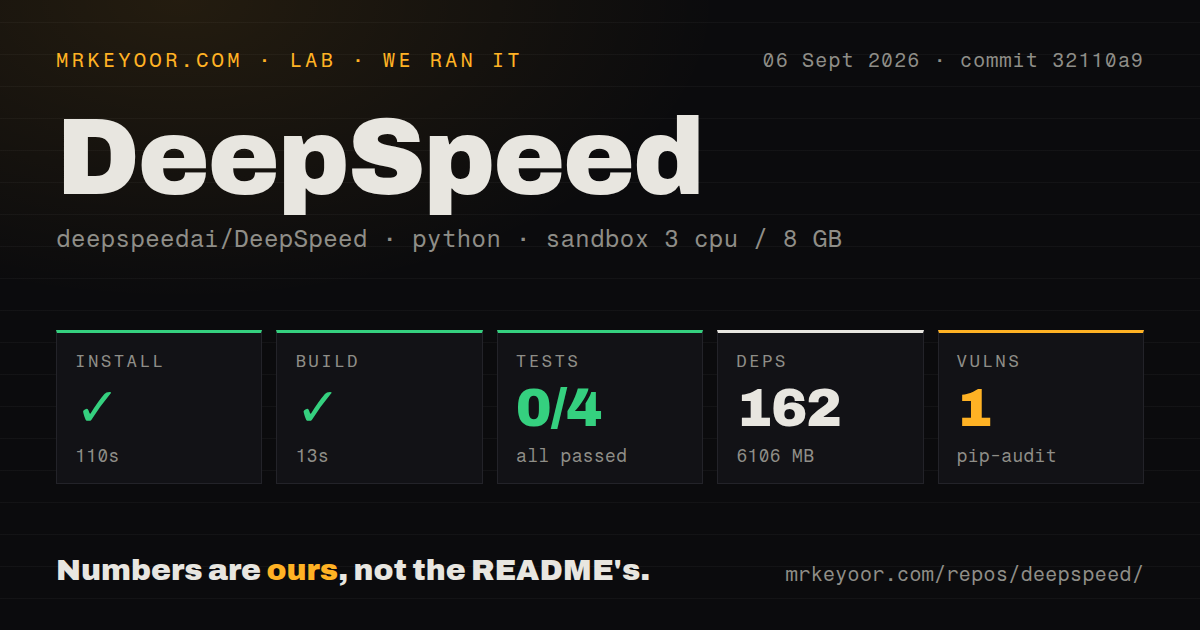 Lab card: what happened when we ran DeepSpeed