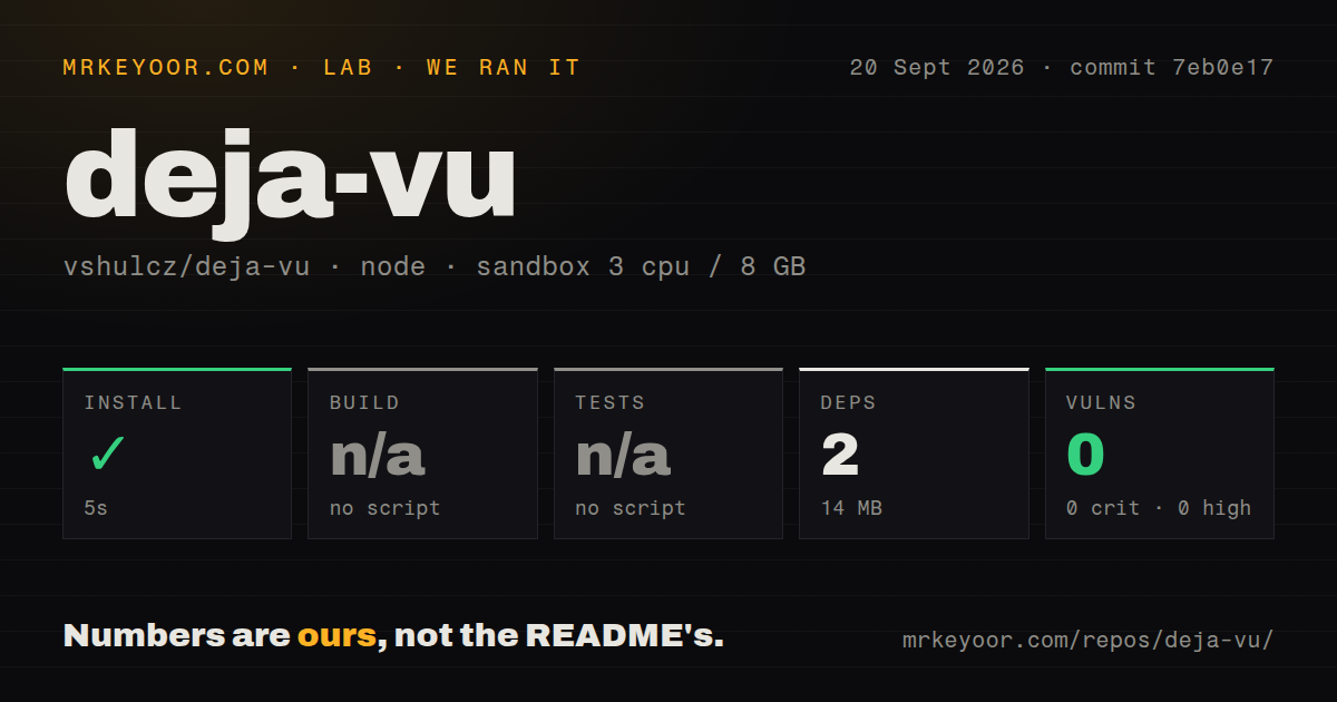 Lab card: what happened when we ran deja-vu