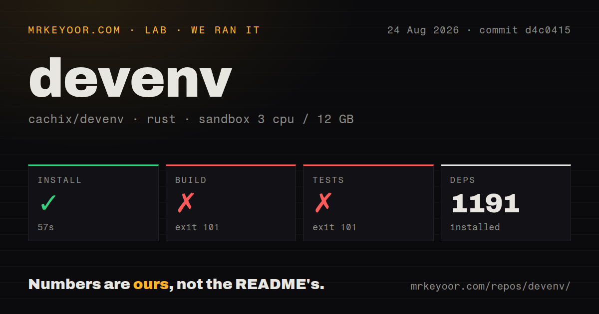 Lab card: what happened when we ran devenv