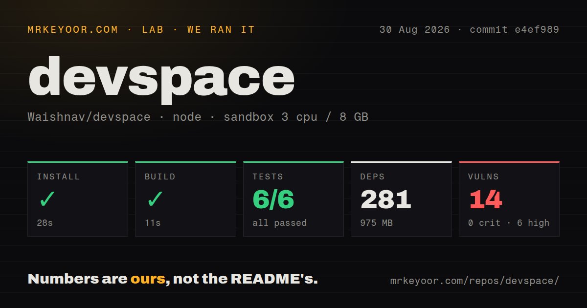 Lab card: what happened when we ran devspace