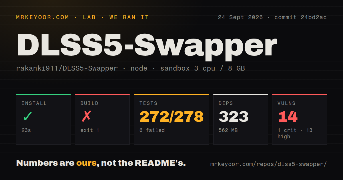 Lab card: what happened when we ran DLSS5-Swapper