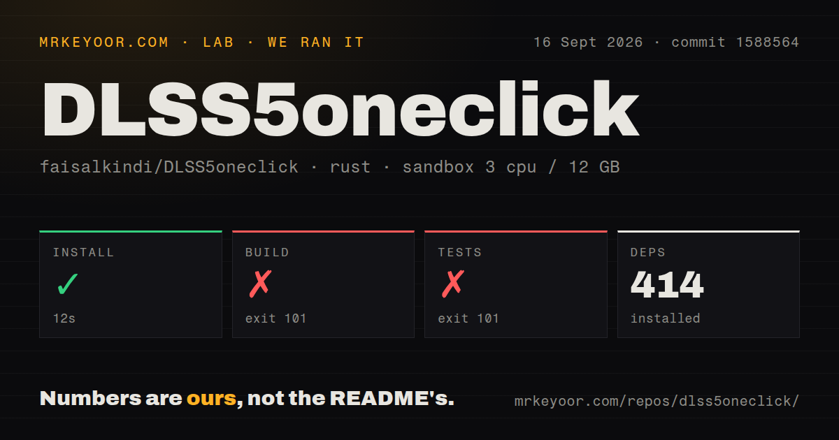 Lab card: what happened when we ran DLSS5oneclick