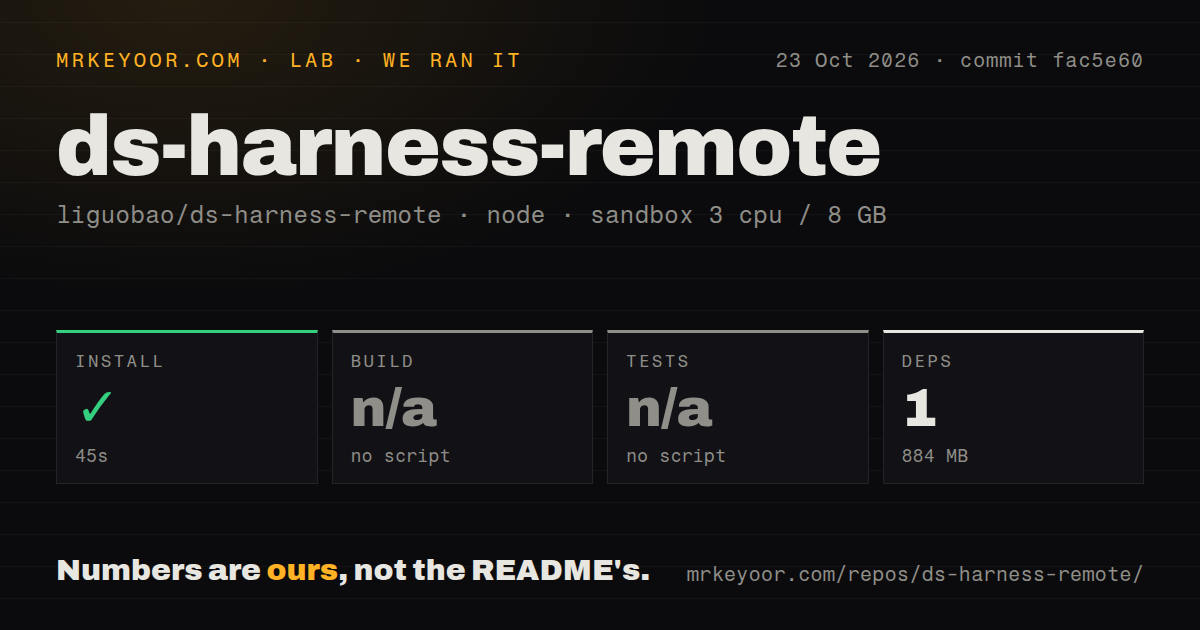 Lab card: what happened when we ran ds-harness-remote