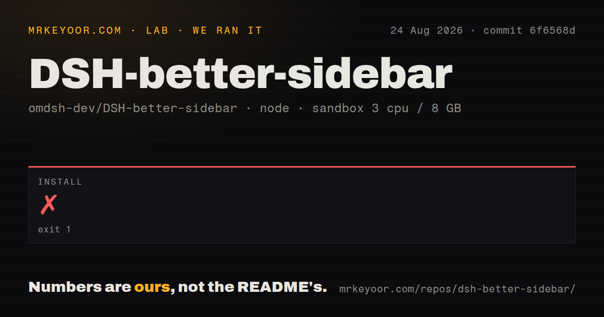 Lab card: what happened when we ran DSH-better-sidebar