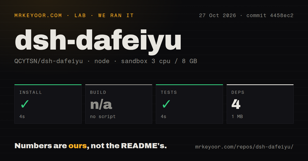 Lab card: what happened when we ran dsh-dafeiyu