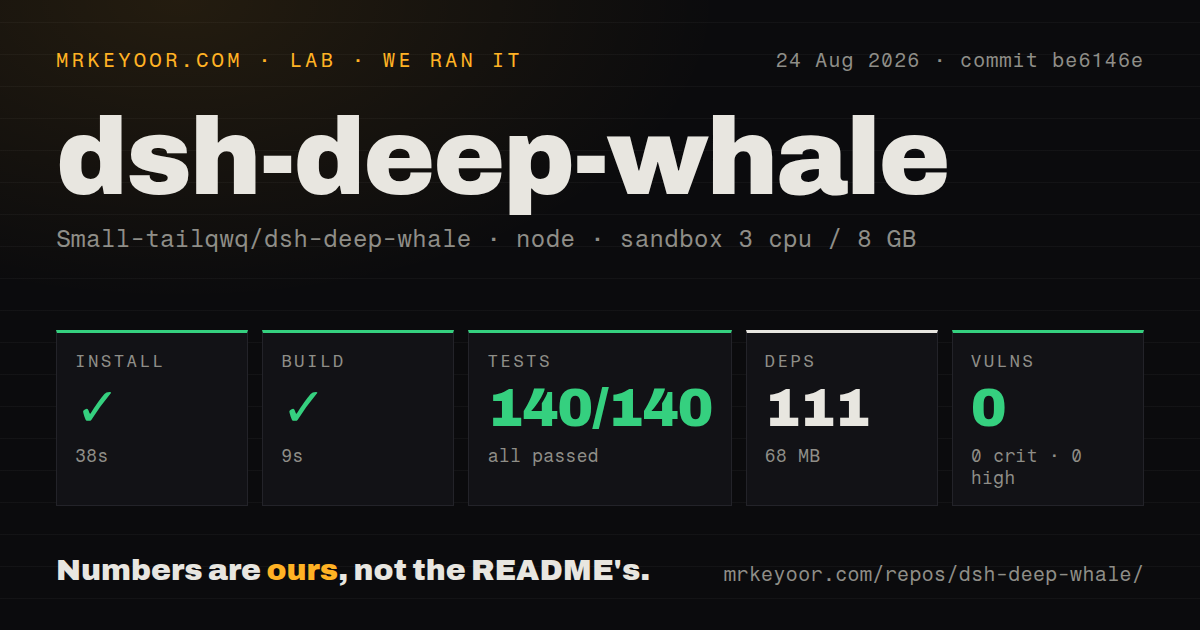 Lab card: what happened when we ran dsh-deep-whale