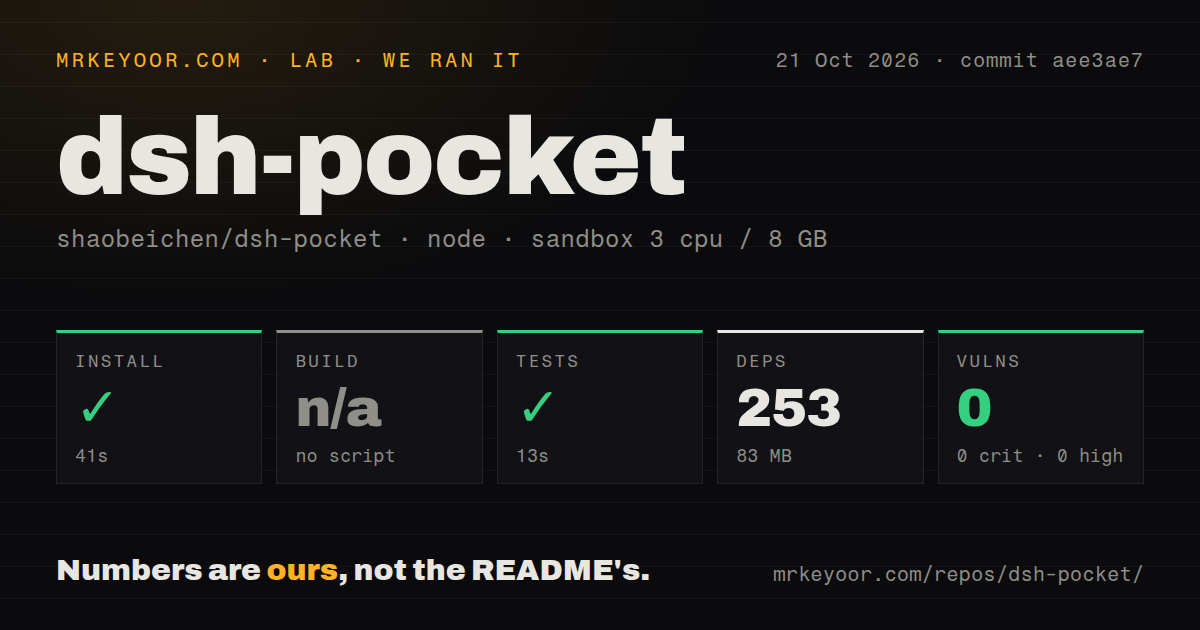 Lab card: what happened when we ran dsh-pocket