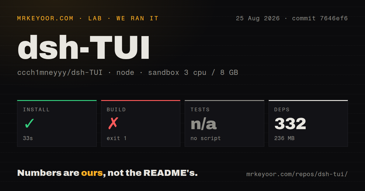 Lab card: what happened when we ran dsh-TUI