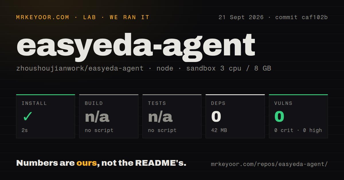 Lab card: what happened when we ran easyeda-agent