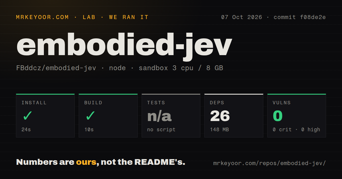 Lab card: what happened when we ran embodied-jev