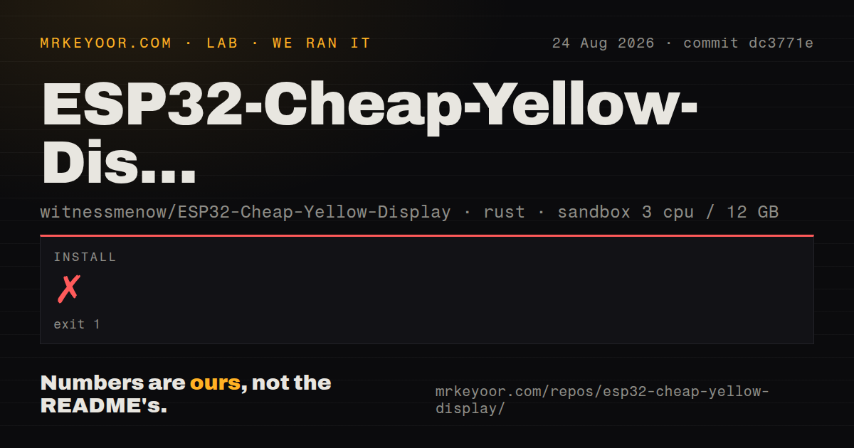 Lab card: what happened when we ran ESP32-Cheap-Yellow-Display