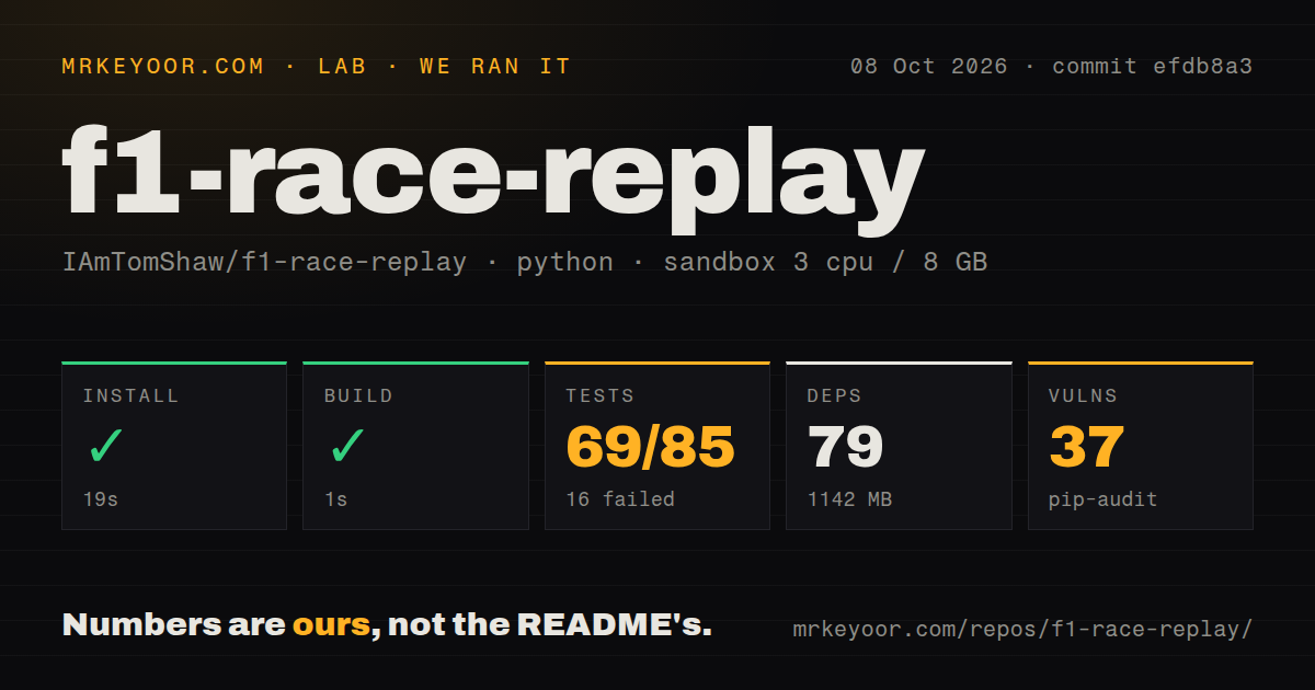 Lab card: what happened when we ran f1-race-replay