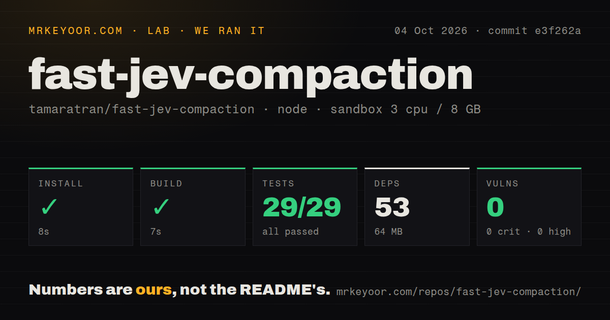 Lab card: what happened when we ran fast-jev-compaction