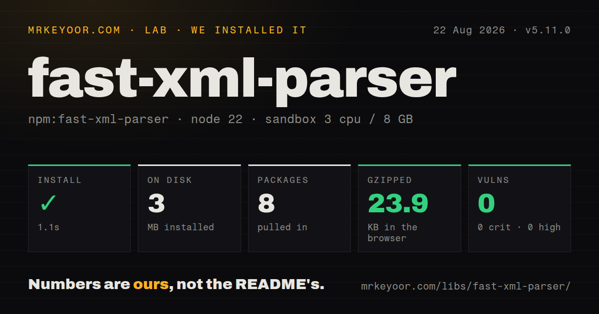 Lab card: what happened when we installed fast-xml-parser
