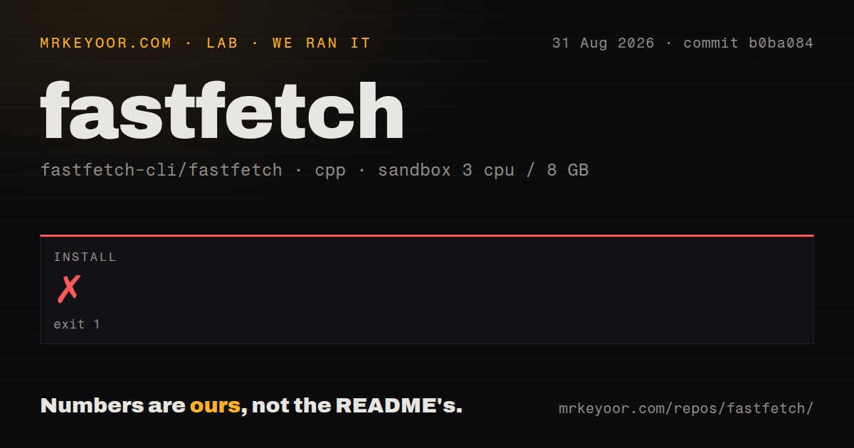 Lab card: what happened when we ran fastfetch
