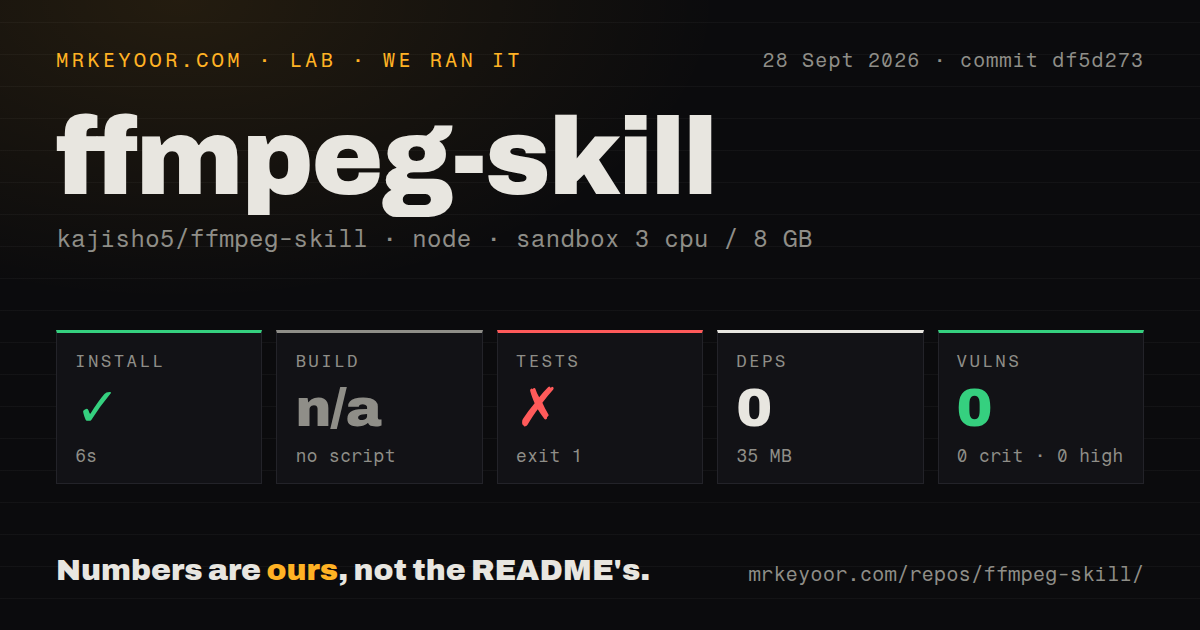 Lab card: what happened when we ran ffmpeg-skill