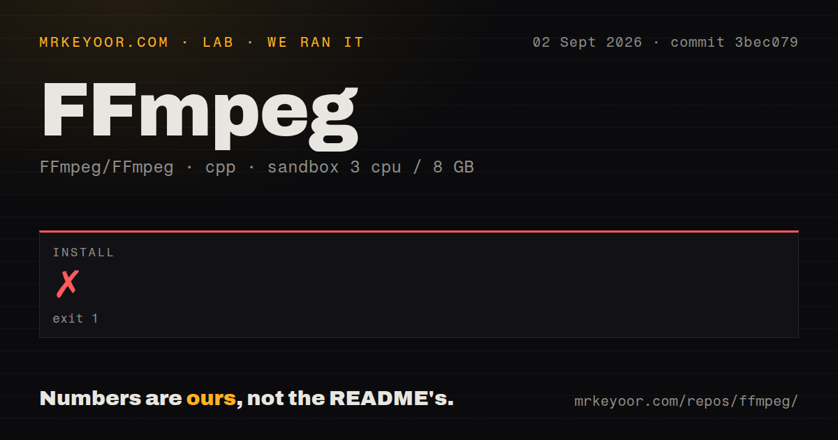 Lab card: what happened when we ran FFmpeg