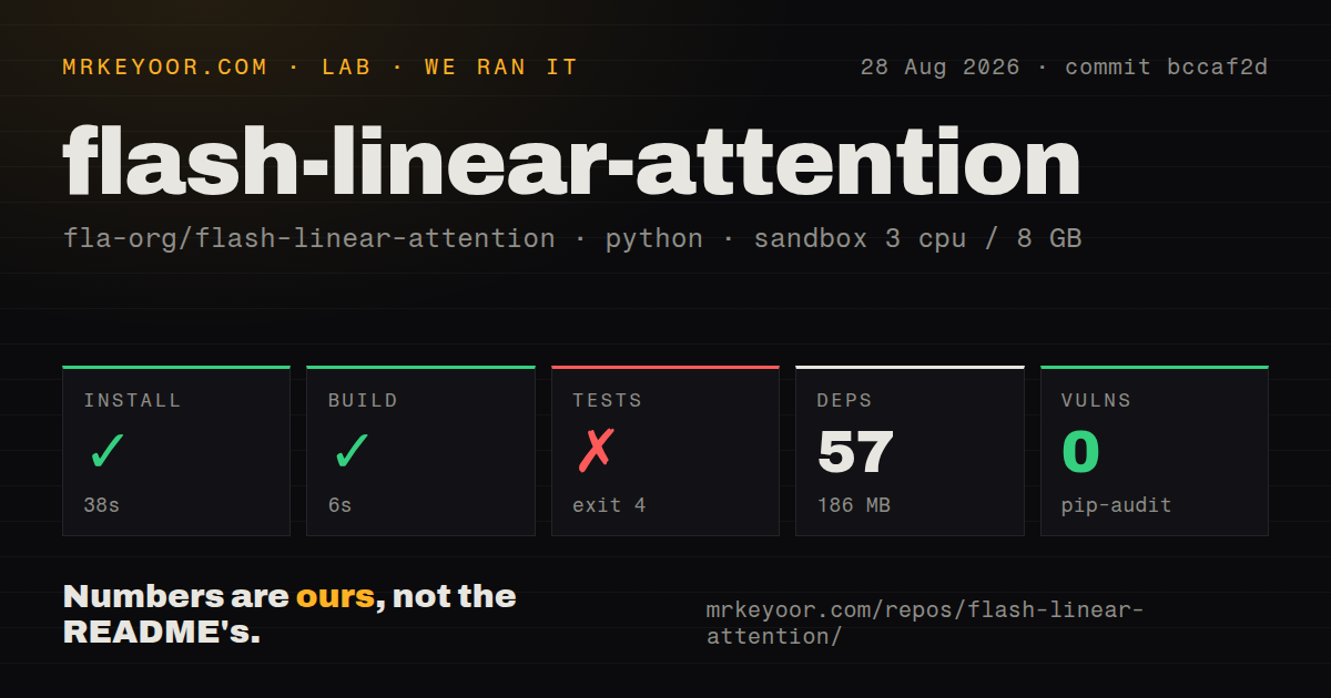 Lab card: what happened when we ran flash-linear-attention